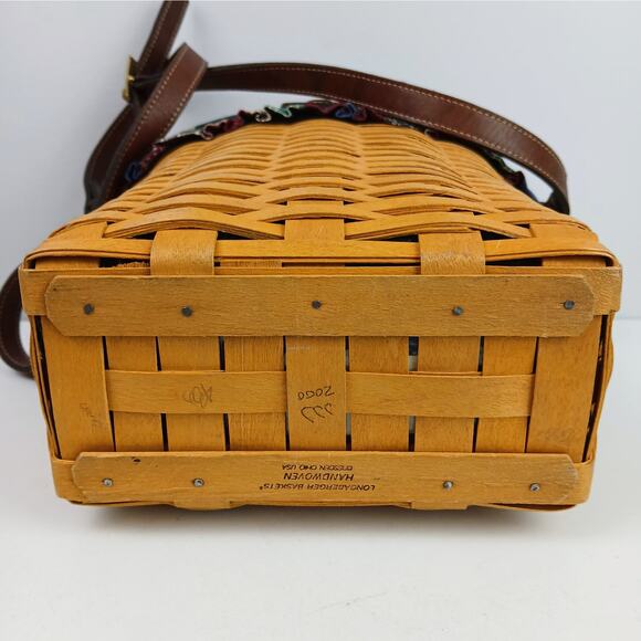 Longaberger VTG 2000 Artist Signed Saddebrook Crossbody Bag Fabric Lined - Picture 7 of 9